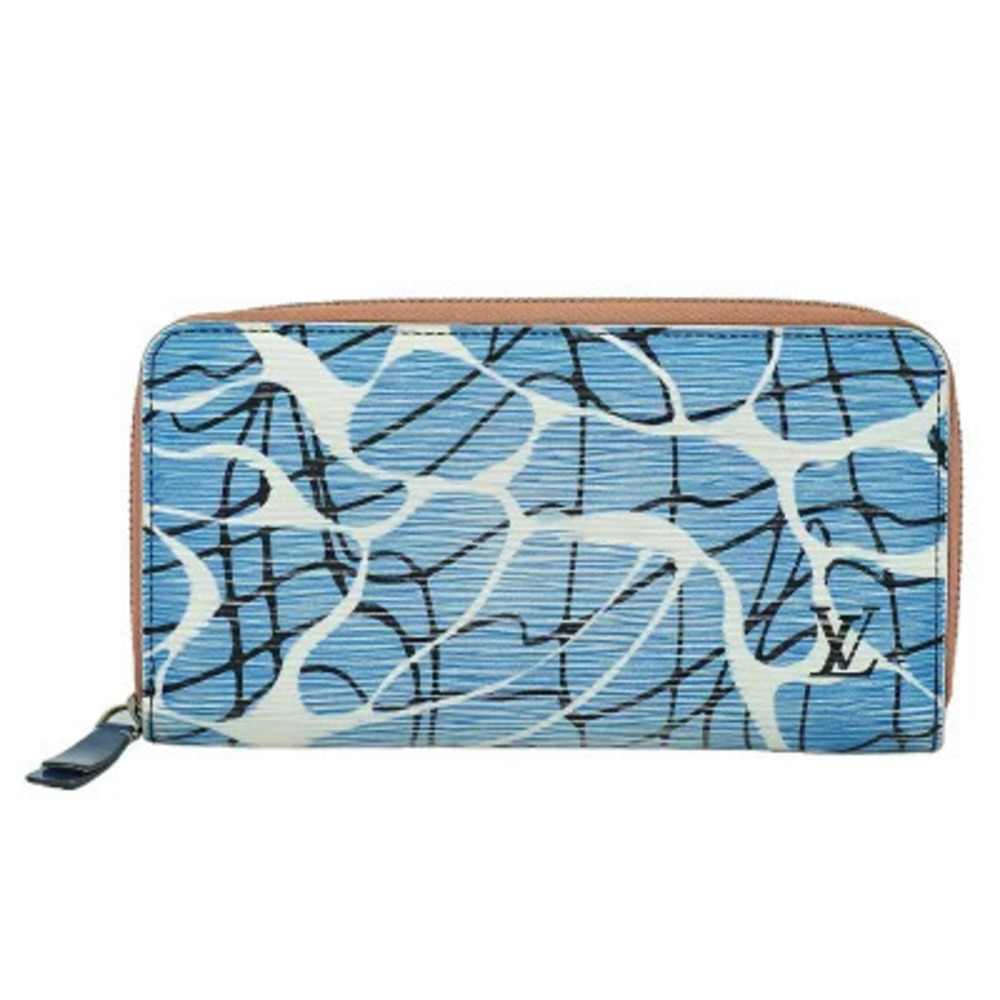 Louis Vuitton LV Zippy Wallet Epi Leather Long Aqua Blue